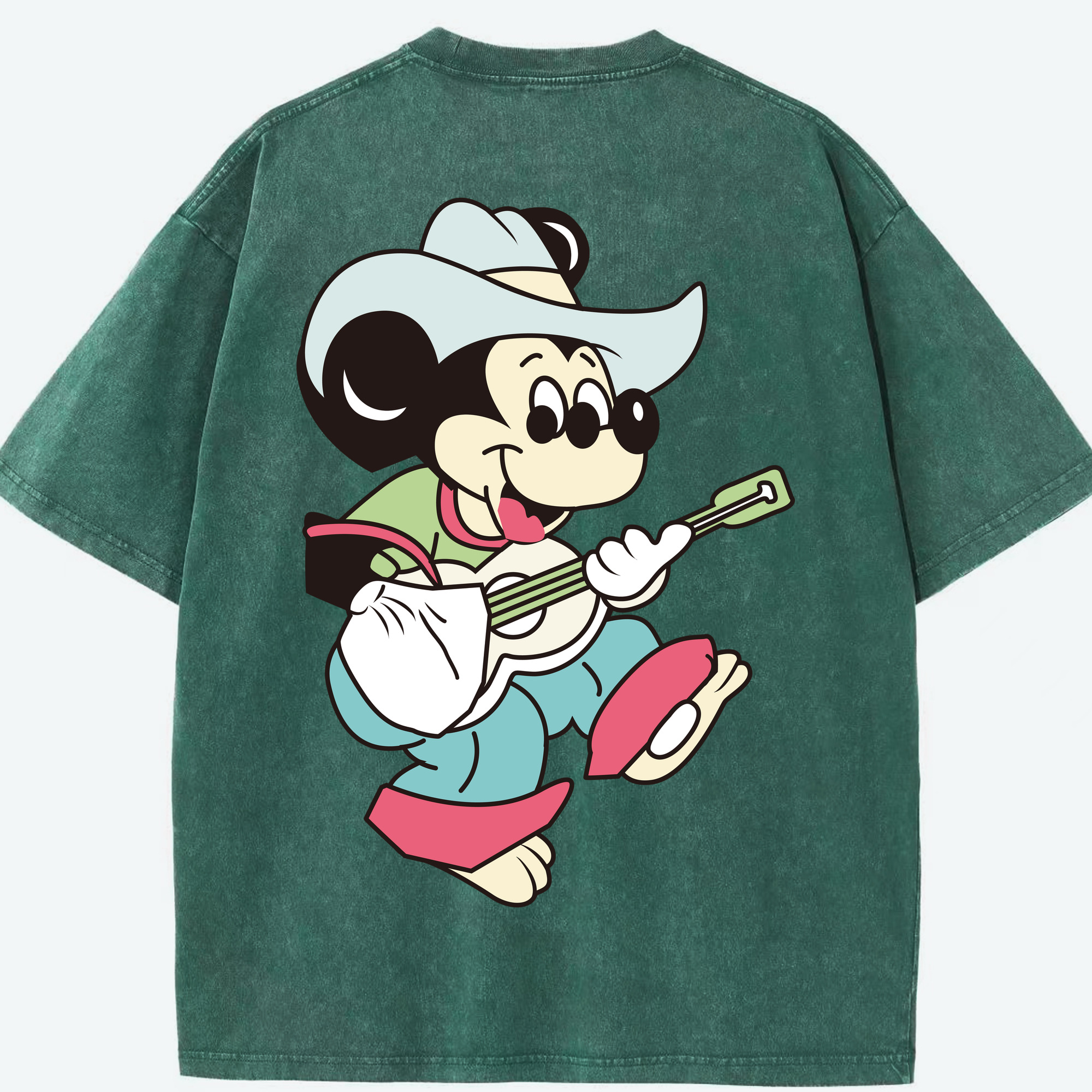 （画像用） ミッキーマウス Mickey Mouse 綿100% ヴィンテージ風 半袖Tシャツ（背面プリント）